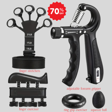 🔥70% OFF！5pcs Strength Trainer Kit With Finger Exerciser, Hand Grip Strengthener, Hand Extension Exerciser, Grip Ball And Forearm Workout For Muscle Building